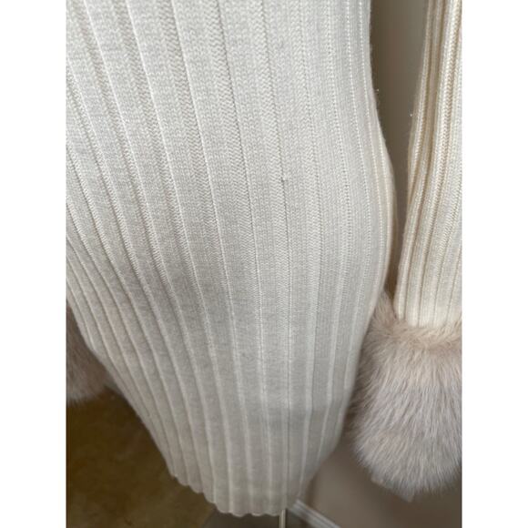 Retrofete Jane Long Sleeve Wool Cashmere Faux Fur White Mini Dress Size Medium - Picture 5 of 9